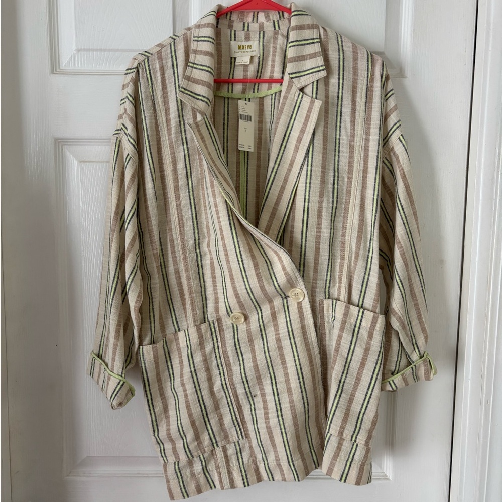 Maeve Striped Women's Jacket - Cream and Green